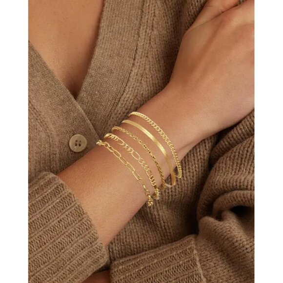 Gold Bracelets for Women 14K Plated Dainty Stackable Chain Bracelet Set Gift - Picture 4 of 6